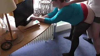 chubby teen lets me fuck her in front of the window