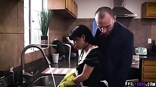 Busty Latina maid Aryana Amatist needed some money as a result she submits to her sadistic boss Stirling Cooper in all his sexual desires.